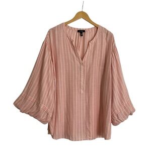 Jessica Simpson Women’s Sena Bubble 3/4 Sleeve Size 3X Coral Cloud Striped 1069